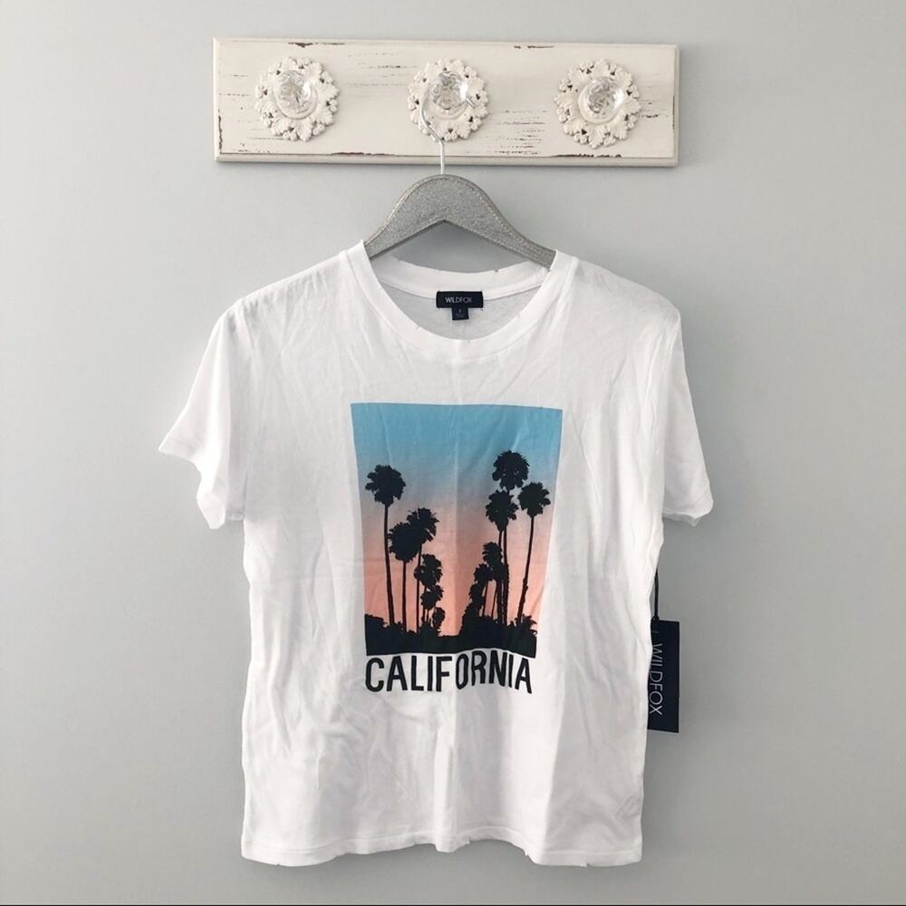Wildfox California Sunset Boulevard Keke Tee Shirt White NEW
